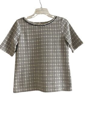 Talbots Black and White Plaid Short Sleeve Top